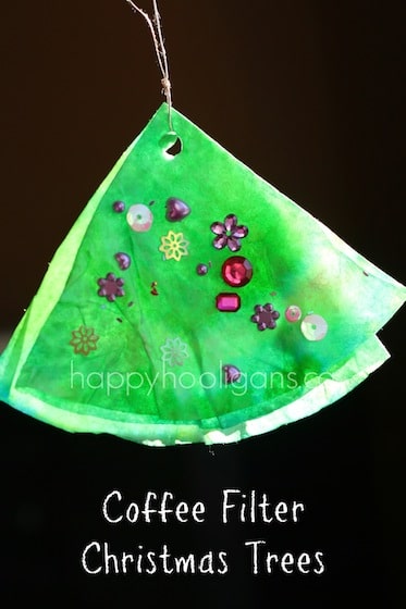 Coffee Filter Christmas Tree Ornaments