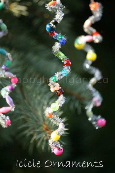 Bead and Pipe cleaner icicle ornaments