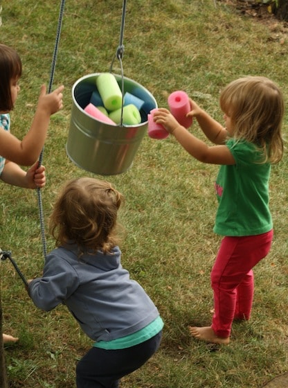 bucket and a rope backyard activity