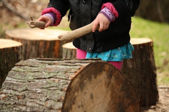 play logs for the backyard play space