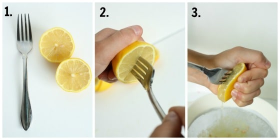 how to squeeze a lemon with a fork