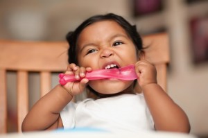 Toddler biting spoon