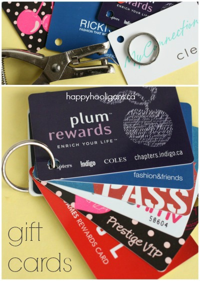 gift cards clipped to key ring