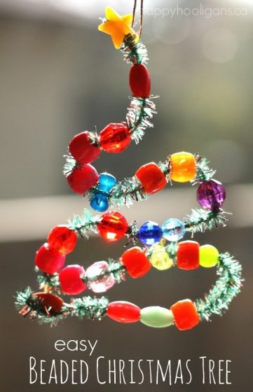 Easy Bead & Pipecleaner Christmas Tree Ornament