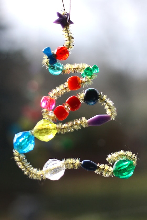 beaded pipe cleaner bent into Christmas Tree Shape
