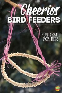 Cheerio Bird Feeder with Pipe Cleaners and raffia