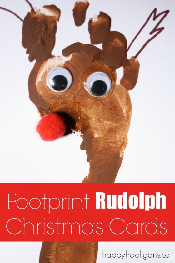 Reindeer Footprint Christmas Card for Toddlers and Preschoolers to Make