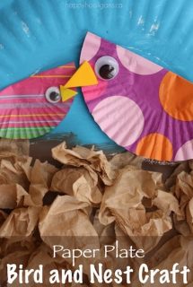 cupcake liner birds and paper plate nest