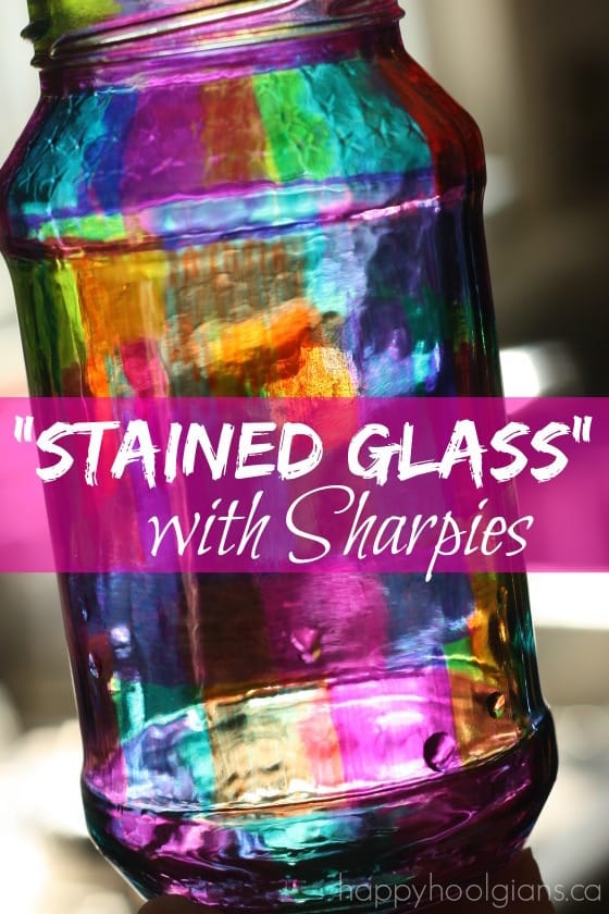 Create the look of stained glass with Sharpie Markers and a Jar