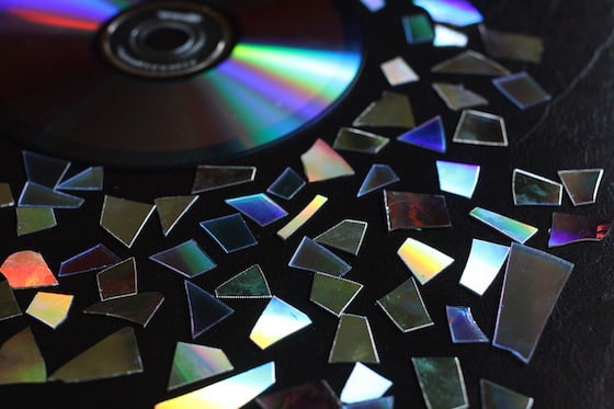 cd cut into small mosaic pieces