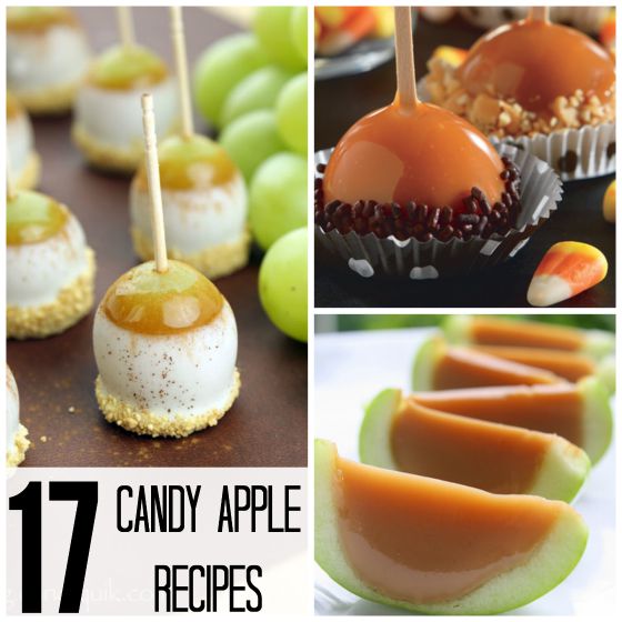 candy apples made with grapes and caramel filled apple slices