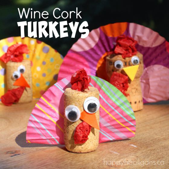 Wine Cork Turkey Decorations for Thanksgiving
