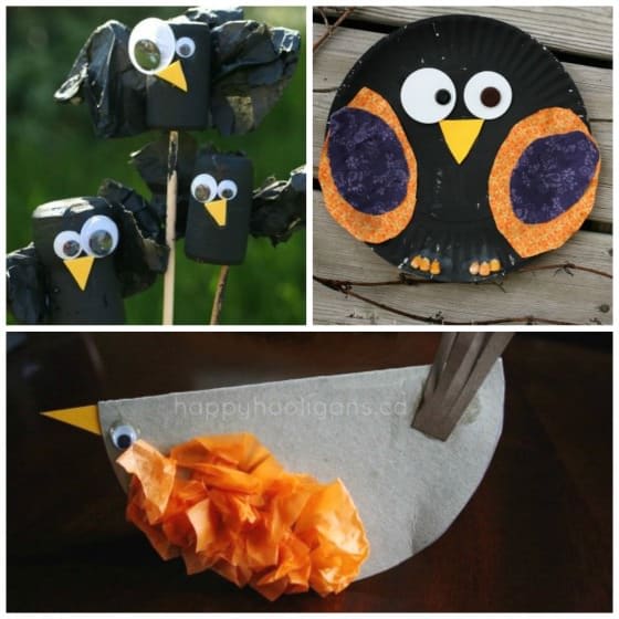 Crow crafts and robin craft for kids