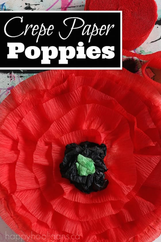 Crepe Paper Poppy Craft for Kids to Make for Veterans Day