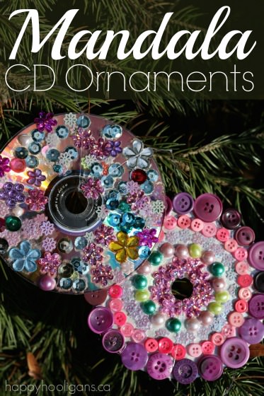 CD Mandala Ornaments for Kids to Make - Happy Hooligans