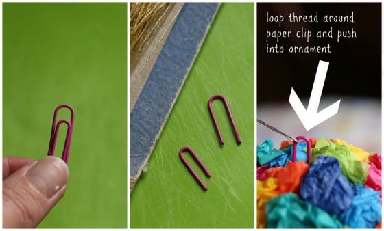 make an ornament hanger out of a paper clip