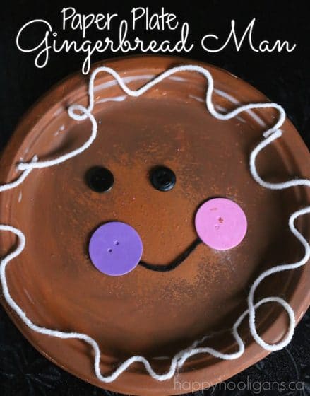 Gingerbread man paper plate craft