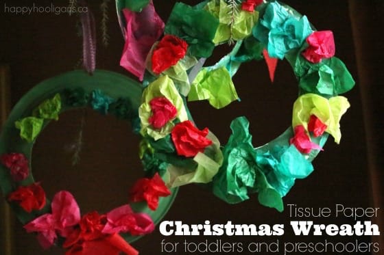 Tissue Paper Christmas Wreath for Kids - Happy Hooligans