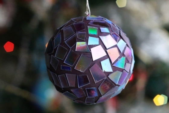 mosaic ornament made from old dvds