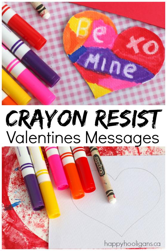 Crayon Resist Valentines Messages - Kids can use this classic art technique to make and decorate their homemade Valentines cards - Happy Hooligans
