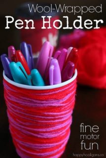 Wool Wrapped Pen Holder - a fun, fine-motor craft for kids to make for Valentines Day or any day - Happy Hooligans