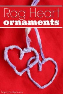 Valentines rag wrapped heart pipe cleaner ornaments - Happy Hooligans