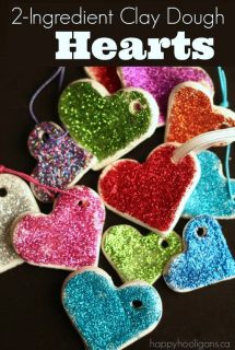 2-Ingredient Clay Dough Hearts - make gorgeous heart-shaped ornaments with our bright, white clay dough recipe - Happy Hooligans