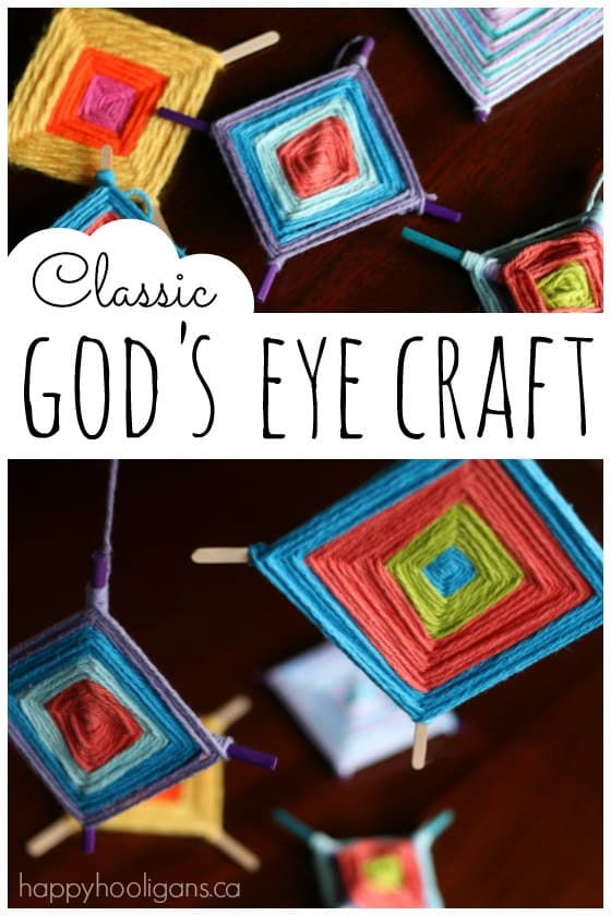 Classic God's Eye Craft for Kids - fine motor, weaving, co-ordination and colour - Happy Hooligans