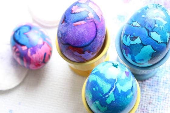 Easter Eggs decorated with liquid watercolours