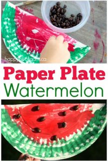 Paper Plate Watermelon - Letter W Craft for preschoolers and toddlers - Happy Hooligans