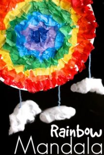 Paper Plater and Tissue Paper Rainbow Mandala - Happy Hooligans