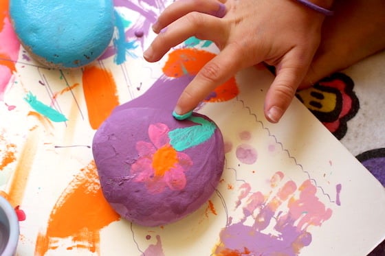 finger painting on a stone