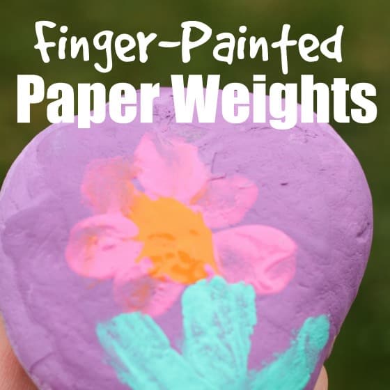 finger painted paper weights for kids to make and give