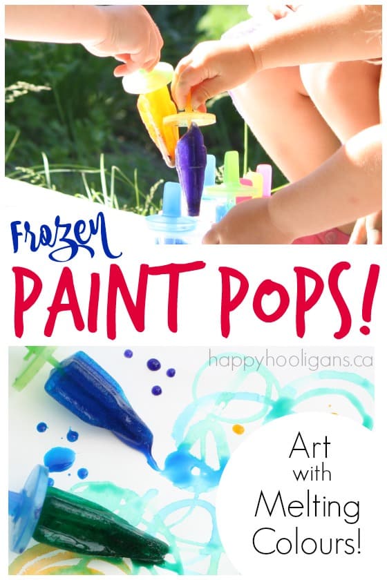Frozen Paint Pops - a fun and colourful outdoor art activity for toddlers and preschoolers - Happy Hooligans 