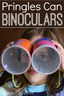 Pringles Can Binoculars. An inexpensive, fun and easy craft for preschoolers. Great for pretend play, scavenger hunts, I spy etc. - Happy Hooligans