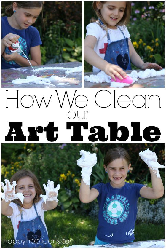 A fun way for kids to clean the art table - Happy Hooligans