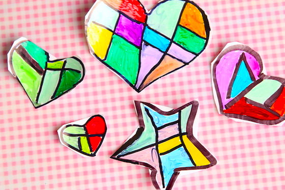 hearts and stars made with sharpies and photo paper