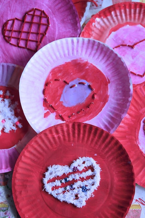 Heart Lacing Activity on Paper Plates