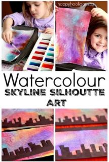 Watercolour Skyline Silhouette Art Project - Happy Hooligans
