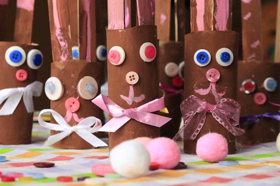 family of toilet roll chocolate easter bunnies