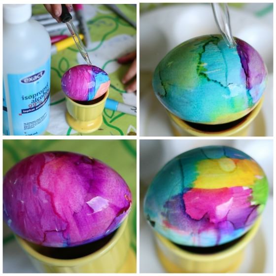 dripping alcohol on sharpie eggs