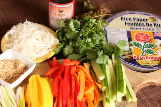 Ingredients for vietnamese spring rolls