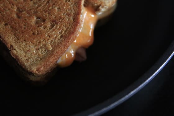 grilled cheese in pan 