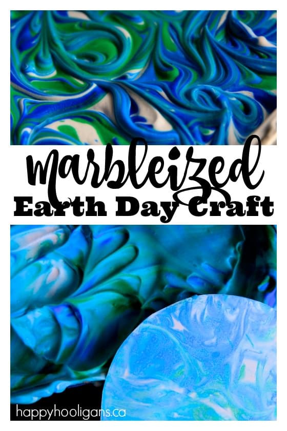 Marbleized Earth Day Craft with Shaving Cream and Liquid Watercolours