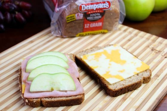open face grilled cheese ham and apple sandwich