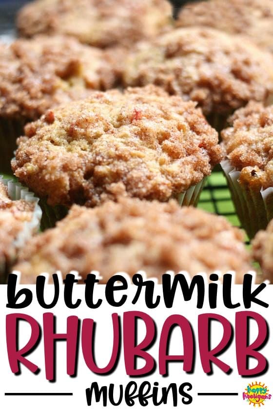 Buttermilk Rhubarb Muffins with Cinnamon Sugar crumble topping
