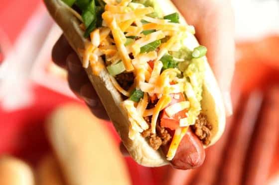 Fully loaded taco hotdog