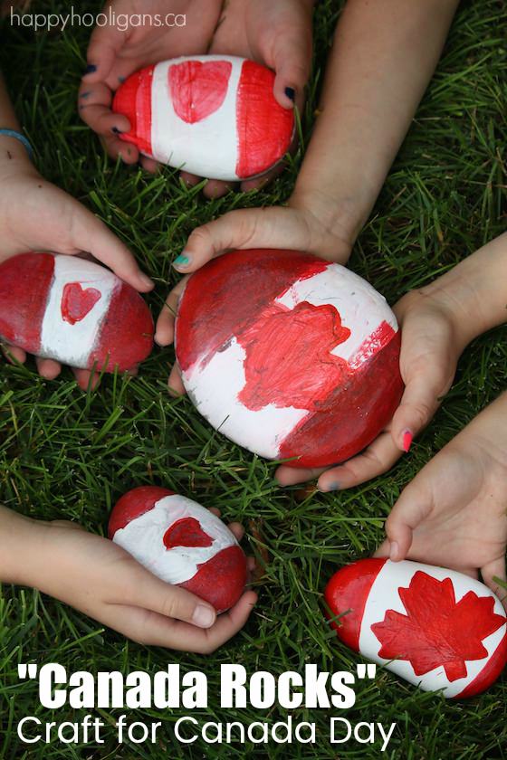 Canada Rocks - Painted Rock Craft for Canada Day - Happy Hooligans