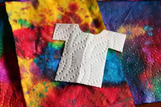 paper towel tee on tie dyed background