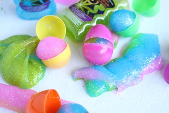 elmers glitter unicorn slime in plastic eggs